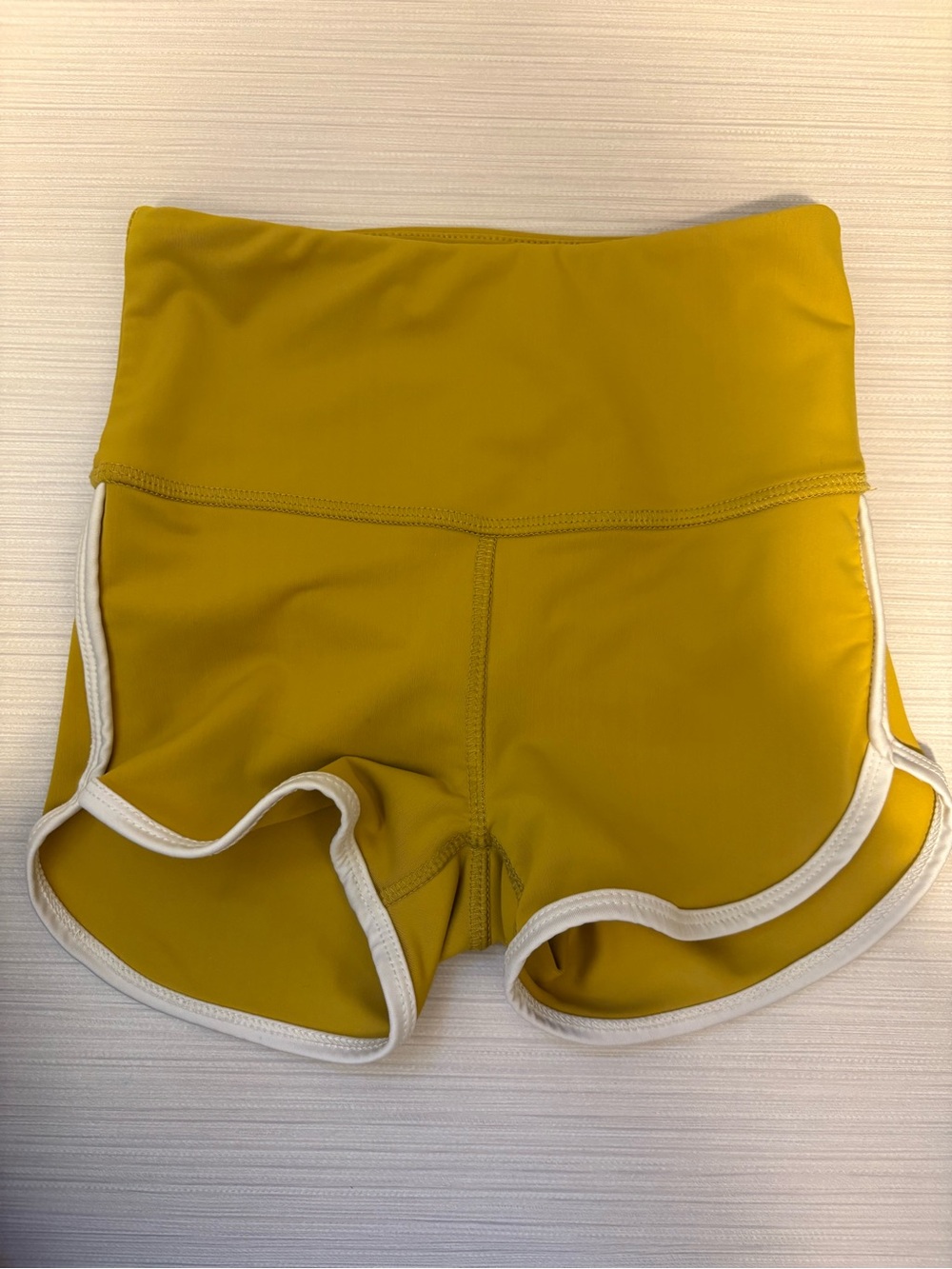 Tiger Friday High-Waist Must Yellow Active Shorts with White Trim